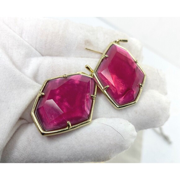Kendra Scott Gold Dunn Drop Berry Illusion Earrings Red - Picture 4 of 13
